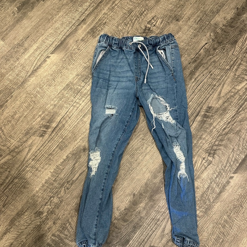 Distressed Blue Denim Joggers
